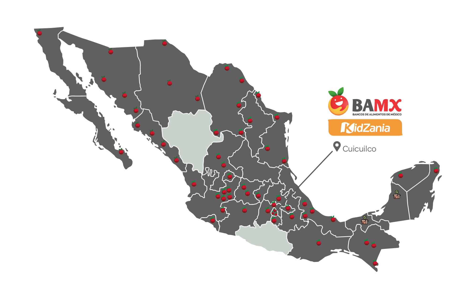 Mapa de cobertura de la Red BAMX